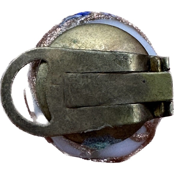 Vtg Made in ITALY Venetian Wedding Cake Glass Button Clip On Earrings Pink Gold - Picture 7 of 13